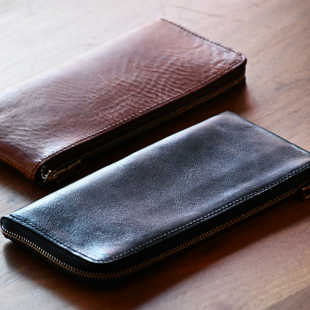 oil leather wallet soul type Black