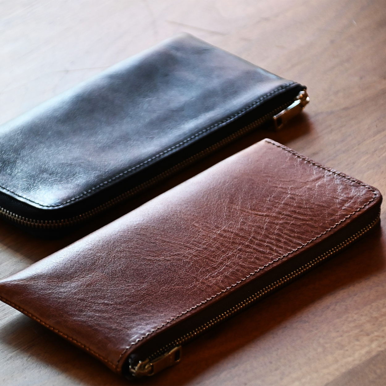 oil leather wallet soul type Brown